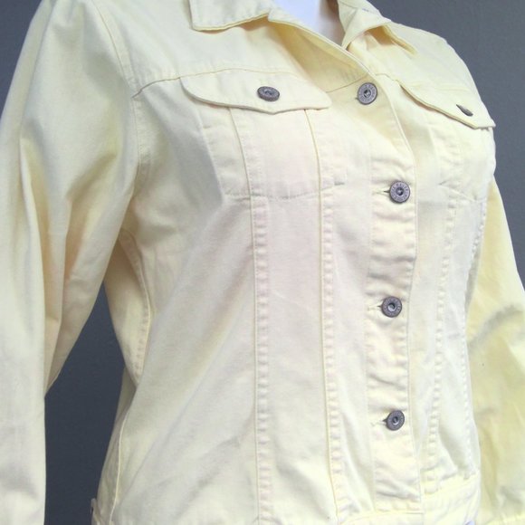 Eddie Bauer Jean Denim Jacket Light Yellow Cotton Women's Large - Picture 3 of 9